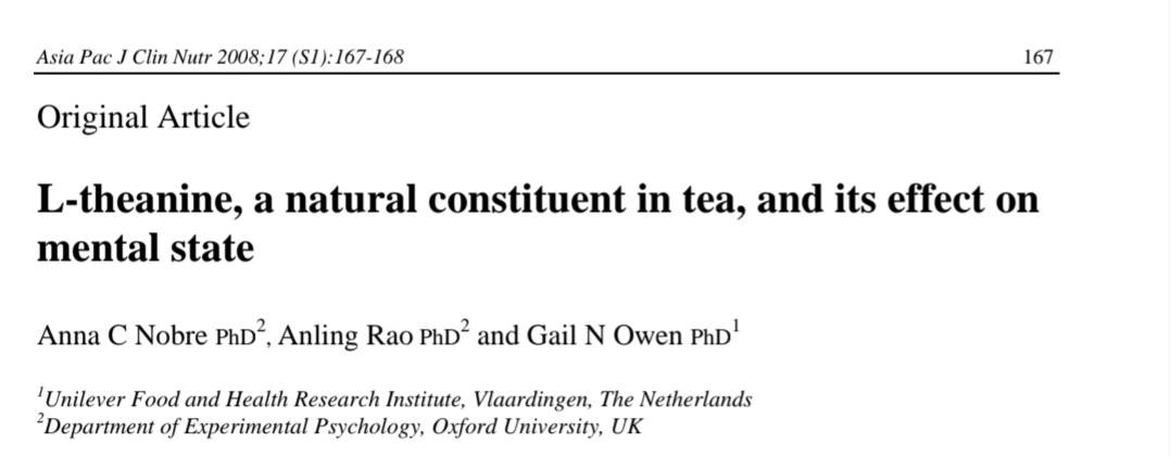 l-theanine, a natural constituent in tea and its effect on mental state